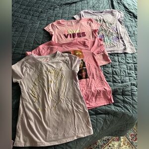 Bundle of 4 Girls’ Bright Various Graphic Short Sleeve T-Shirts, size 7/8